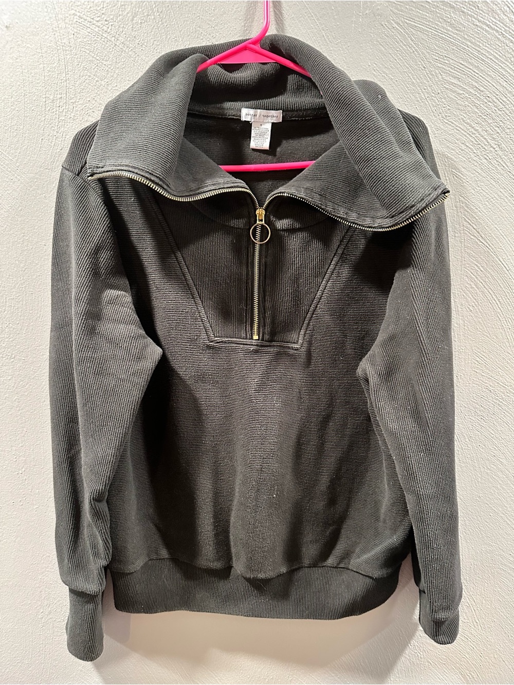 Women's Half-Zip Turtleneck Sweatshirt - Charcoal Gray